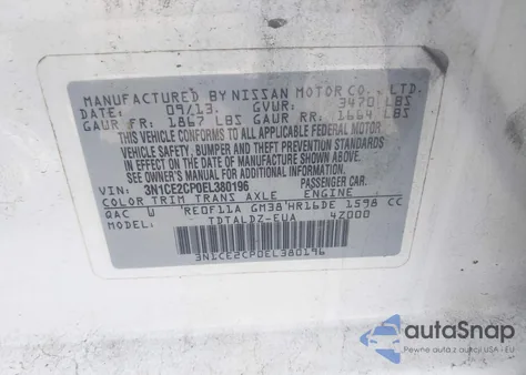 2014 Nissan Versa Note S (Sr)/S Plus/Sv from USA, damaged, VIN 3N1CE2CP0EL380196